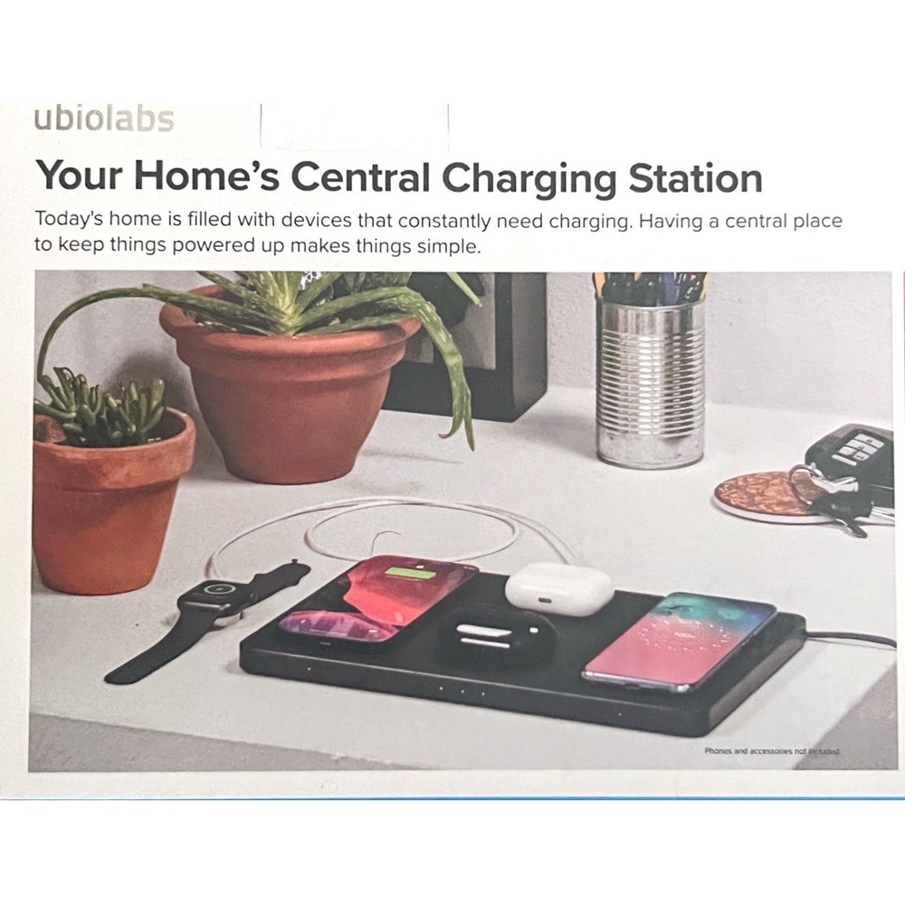 UbioLabs Home Charging Center 4-in-1 Wireless Charger 15W Qi Station AWC1136 NIB